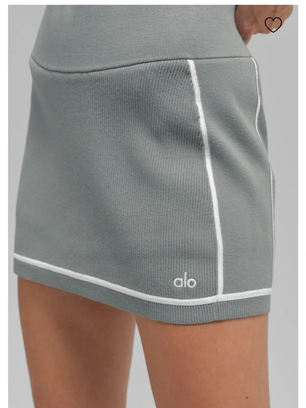 Alo yoga Ribbed Sweater Knit Highline Mini Skirt - Grey/White size S